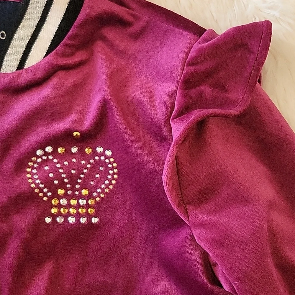 Limited Too Velour Zip Up Jackets Black & Purple, Rhinestones Girls 10/12
